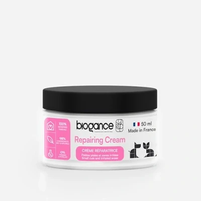 Image de BIOGANCE Crème Réparatrice 50 ml Produit de soin pour chiens et chats A base d’huile tamanu thé vert Convient à toutes races