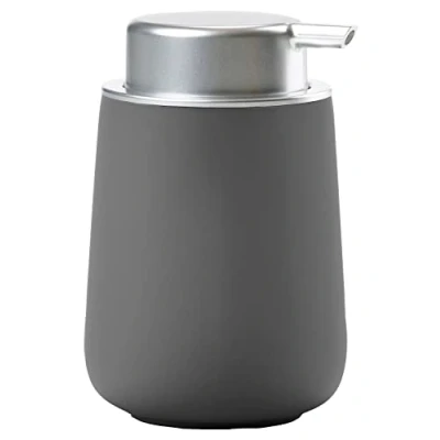 Image de Zone Denmark Distributeur de Savon Nova 0,25 L 8 x 11,5 cm Salle Bain Design Danois ÉLéGant en Porcelaine Surface Douce, DéTails Acier Gris