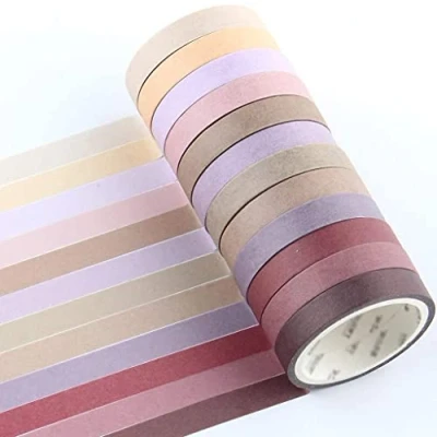 Image de YUBX Maigre Washi Tape Set Masking Ruban adhesif decoratif pour Scrapbooking Artisanat de Bricolage 8MM large (Red Small)