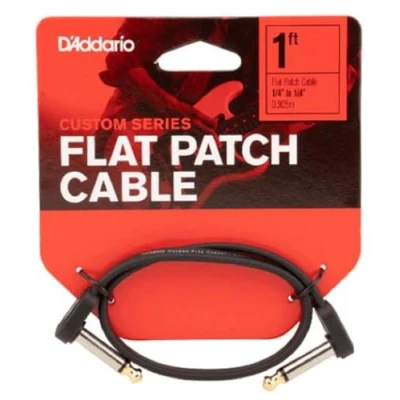 Image de D&#039;Addario Accessories Classic Series Câble plat pour guitare de pédale avec extrémités ¼ pouce Durable et fiable d&#039;instrument pédalier Angle droit 0,3 m 1