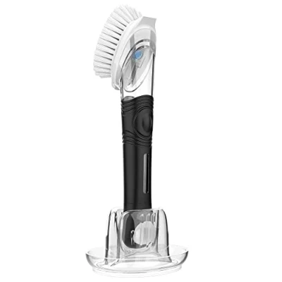 Image de MR.SIGA Brosse à Vaisselle avec Distributeur de Liquide, pour Réservoir Détergent, Manche et Support, Cuisine Rechangeable, Nettoyage Casserole Poêle Évier