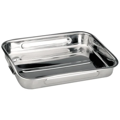 Image de Ibili 651830 Plat à rôtir en Inox avec anses pliantes 31x24x5,5 cm Bistrot