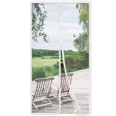 Image de Risareyi Moustiquaire Porte Fenetre 200x200cm, Blanc Rideau Aimantée, Respirantes, Maille Ultra Fine, Anti moustiques pour Salon, Fermeture Automatique, avec Bande Adhésive