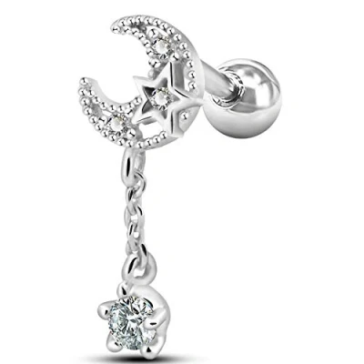 Image de OUFER Piercing Helix Oreille 16G Cartilage en Acier Chirurgical 316L Lune avec Zircone Cubique Tragus Boucles d’Oreilles Femme Fille Conch Anneau Bijoux 6mm