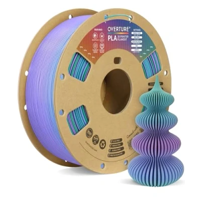 Image de OVERTURE PLA Filament 1.75mm, 1kg Bobine (2.2lbs) 3D Drucker Filament, Précision Dimensionnelle +/ 0.02mm (Aurore Boréale)