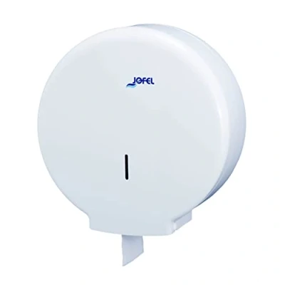 Image de Jofel Grand distributeur industriel de rouleaux papier toilette, jusqu&#039;à 400m, diamètre max. 260mm, mandrin 45mm, idéal toilettes publiques, Azur AE55000