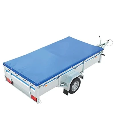 Image de Deiwo® Bâche plate bleue avec bande en caoutchouc 2 tailles au choix convient à de nombreuses remorques