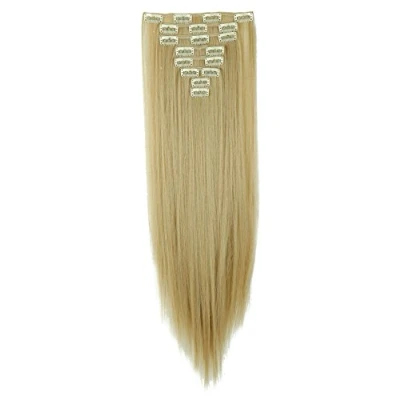 Image de S noilite Extension a Clip Cheveux Naturel in Hair Extensions Tête Pleine 8 Bandes 18 Clips 58cm Tout Droit blond cendré mix de blanchiment