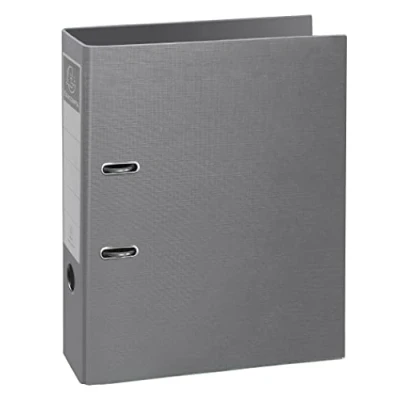 Image de Exacompta Réf. 53654E Carton de 10 classeurs à levier Prem&#039;Touch Teksto dos 80 mm mécanique œillet préhension dimensions extérieures 32 x 29 cm format classer A4 Gris