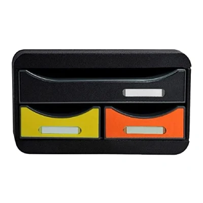 Image de Exacompta Réf. 311798D SMALL BOX MINI 3 tiroirs 1 tiroir pour documents au format A4+ 2 fins les petits ustensiles dimensions 347 x 278 130 mm Arlequin