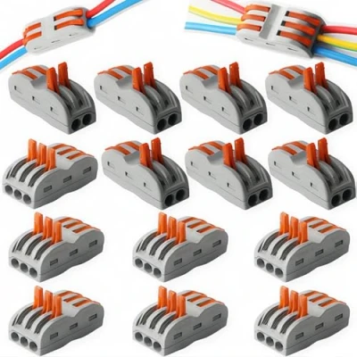 Image de CESFONJER Bornes de Connexion Automatique, Rapide Connecteur Fil Câble, à Ecrou Levier, Assortiment Conducteurs Connecteurs Fils Compacts (SPL 2/7 Pièces, SPL 3/7 Pièces)