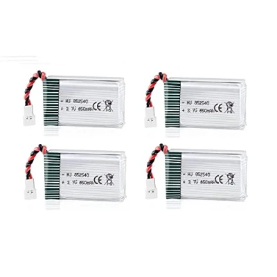 Image de YUNIQUE GREEN CLEAN POWER Lot de 4 Batteries Lipo Rechargeables 850mAh 3.7V pour Drones Syma X5SC X5SW Adaptées Quadricoptères RC, Longue Durée Argent 48x25x14 mm 20 GR