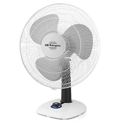 Image de Orbegozo TF 0143 Ventilateur de table, oscillant, 3 vitesses, hélices 40 cm diamètre, poignée, 50 W, témoin lumineux à LED, blanc