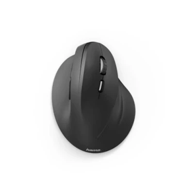 Image de Hama souris ergonomique sans fil (souris verticale câble pour droitiers, avec capteur optique 1000/1400/1800 dpi) noire, prise USB Type A, pile AA Mignon