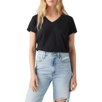Image de Levi&#039;s BOXY V NECK TEE Tshirt basique, Femme, Taille: Medium, Caviar slub