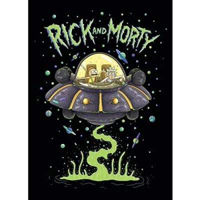 Image de Rick &amp; Morty Couverture Polaire UFO Space Cruiser Plaid de Lit Super Doux 100x150cm Noir