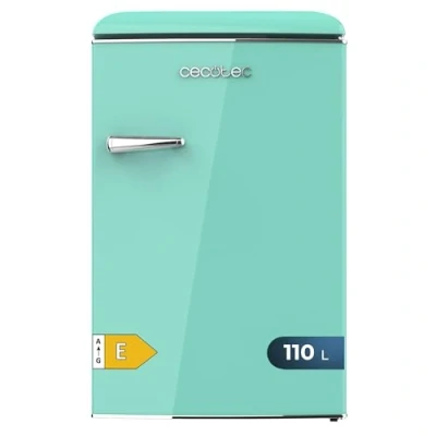Image de Cecotec Mini Frigo Rétro de 110 L Bolero CoolMarket TT Origin Vert E. Réfrigérateur, Classe E, ICEBOX, LED Intérieur, Poignée Chromée, Étagères en Verre, Ouvre bouteilles, Vert.