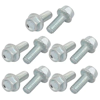 Image de 10Pcs 1/4 20 x 5/8 pouces filetage en acier au carbone hexagonal tête dentée bride vis boulon