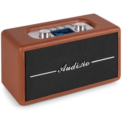 Image de Audizio Tune60 Radio Rétro DAB/DAB+ et FM avec Bluetooth Marron Écran LCD Alimentation Secteur ou Piles