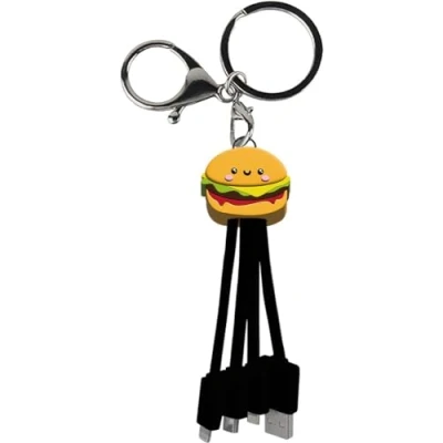 Image de Câble 3 en 1 Andy USB A/micro &amp; C Lightning 0,15m Burger Yello Koko Neuf