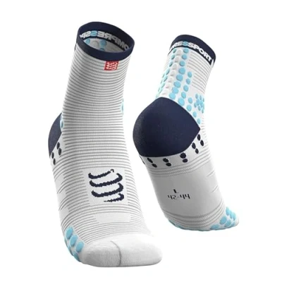 Image de COMPRESSPORT Homme Pro Racing Socks V3.0 High Chaussette Running, Blanc/Bleu, 39 41 EU