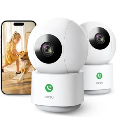 Image de AOSU 2K Caméra Surveillance Intérieure WiFi, Vision Nocturne HD 10m, 5G/2.4 GHz Détection Humaine AI, Camera IP 360, Audio Bidirectionnel, pour Bébé/Animaux, Compatible avec Alexa