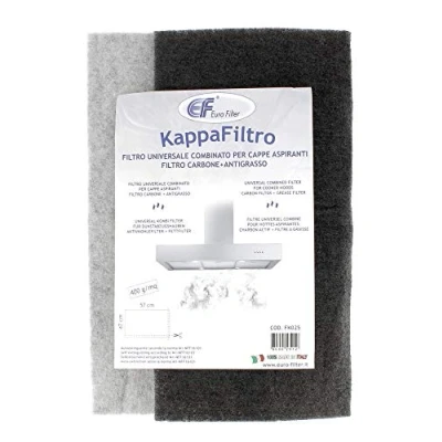 Image de filtre hotte mousse universel recoupable double action, charbon actif et a graisse 47x57cm, densité de 400g/m²