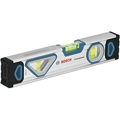 Image de Bosch Professional niveau à bulle de 25 cm avec dessous aimanté (lecture facile tous les côtés, corps en aluminium, embouts robustes) Édition Amazon Exclusive