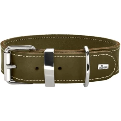 Image de HUNTER Aalborg Special Collier pour Chien en Cuir résistant et Confortable Vert Olive Taille 65 (L)