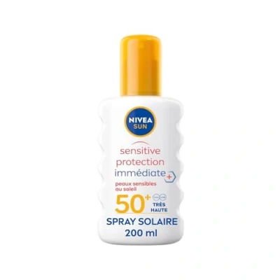 Image de NIVEA SUN Spray solaire Sensitive protection immédiate FPS 50+ (1x200 ml), adaptée aux peaux sensibles, écran texture légère &amp; non grasse