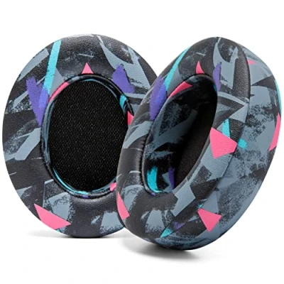 Image de WC Coussinets pour Beats Studio 2 &amp; 3 (B0501, B0500) avec et sans Fil par Wicked Cushions Ne Convient Pas à Solo Cuir PU Souple, Mousse améliorée adhésif Plus résistant 90&#039;s Black