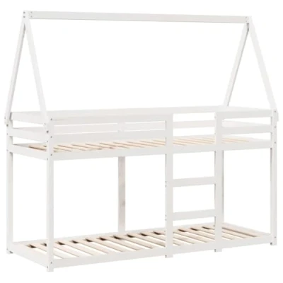 Image de vidaXL lit superposé avec toit blanc 80x200 cm bois massif de pin, lit, cadre mezzanine, meuble chambre, 3281959