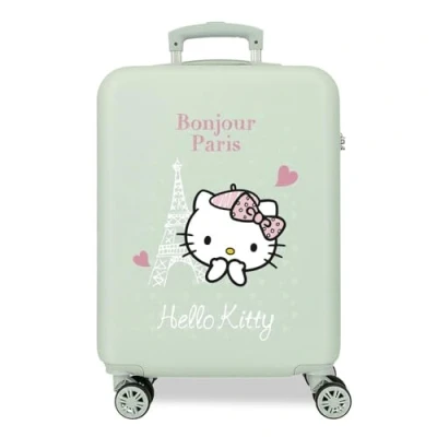 Image de Hello Kitty Paris Valise Cabine Verte 38x55x20 cms Rigide ABS Serrure latérale à combinaison 34L 2 kgs 4 Doubles roues Bagage Main