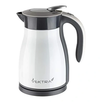 Image de Vektra Series 1 bouilloire électrique isotherme à double paroi en acier inoxydable 1.5L, blanc, sans bpa, prise EU