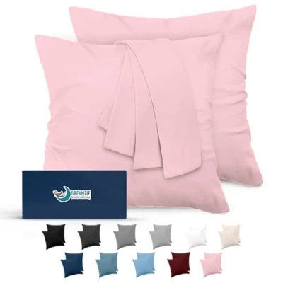 Image de Dreamzie Taie Oreiller 80x80 Lot de 2 en Microfibre Certifiée Oeko Tex Housse Coussin Douce Et Brossée, Toucher Peau Pêche Rose Pâle