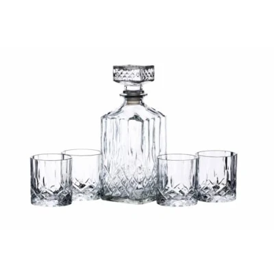 Image de Barcraft Set Cadeau Carafe À Whisky Et Verre, 5 Pièces En Verre Taillé, 900Ml Avec Bouchon Silicone 4X Gobelets, 26 X 10 24 cm