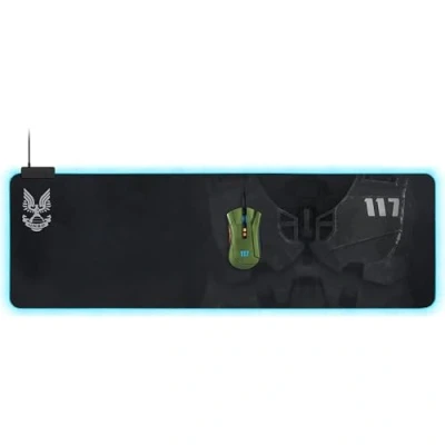 Image de Razer Goliathus Extended Chroma Tapis de Souris Gaming XXL Extra Large et Doux avec éclairage RGB (Support câble, Surface en Tissu, Bord matelassé) Halo Infinite Ed.