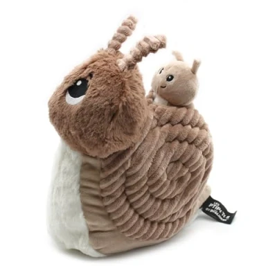 Image de LES DÉGLINGOS PTITPOTOS Speedou l’Escargot Maman bébé Peluche Toute Douce Idéal Cadeau Naissance Beige 22 cm