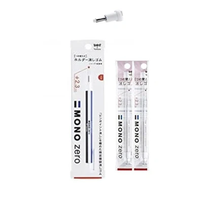 Image de Tombow Mono Zero Lot de 2 gommes à bout rond recharges Blanc