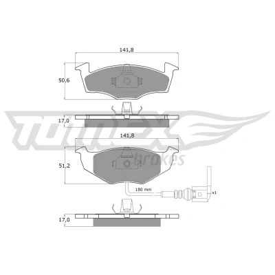 Image de TOMEX brakes TX 14 78 Jeu de plaquettes frein Essieu avant contact signal d&#039;usure inclus VOLKSWAGEN: Polo IV 3/5 portes, Berline