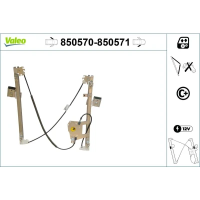 Image de Valeo Lève vitre avant gauche électrique sans moteur avec fonction confort 850570 FORD: Focus Mk1 3/5 portes, Break