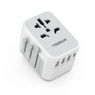 Image de TESSAN Adaptateur de Voyage Electrique avec 3 USB et 1 Type C, Prise Universelle France vers USA Canada UK Italie Australie Chine Japon Thaïlande