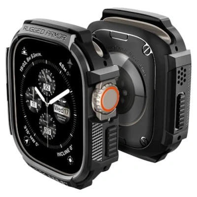 Image de Spigen Rugged Armor Coque Compatible avec Apple Watch Ultra 2 (2023) / (2022) 49mm Noir