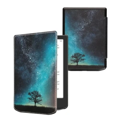 Image de kwmobile Étui Compatible avec Pocketbook Verse/Verse Pro/Verse Color/Vivlio Light/Light HD Coque à Rabat magnétique Tablette eReader Similicuir Bleu Gris Noir