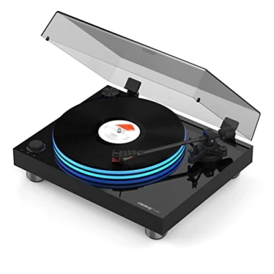 Image de Reloop Turn 7 Platine vinyle hi fi entraînée par courroie avec Ortofon 2M Red, plateau en acrylique éclairage LED, moteur d&#039;entraînement décentralisé