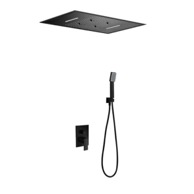 Image de IMEX GTS019 P/NG SUMATRA Conjunto De Ducha Empotrado Monomando Negro Mate Con Premarco