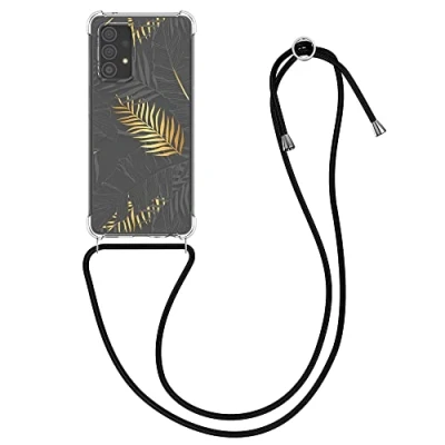 Image de kwmobile Coque Collier Compatible avec Samsung Galaxy A52 / 5G A52s Housse en Silicone Cordon de Jaune Gris Transparent