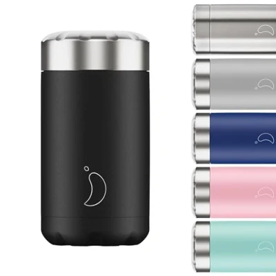 Image de Chilly&#039;s Boîte Alimentaire Récipient Réutilisable en Acier Inoxydable de Haute Qualité Double Paroi Isolée pour Garder Les Aliments au Chaud ou Froid Noir, 500ml