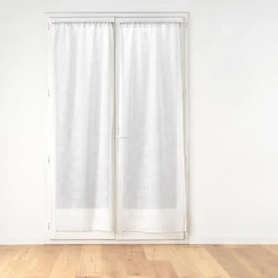 Image de douceur d&#039;intérieur, Paire Droite Passe Tringle (2 x 70 240 cm) Edenia Blanc, Voile Sablé Brodé