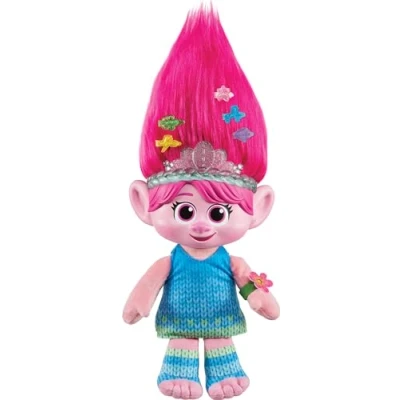 Image de Mattel DreamWorks : Reine Poppy Clou du Spectacle Peluche Hair Pops Les Trolls 3 avec Lumières et Sons, 1 Accessoires HGB26